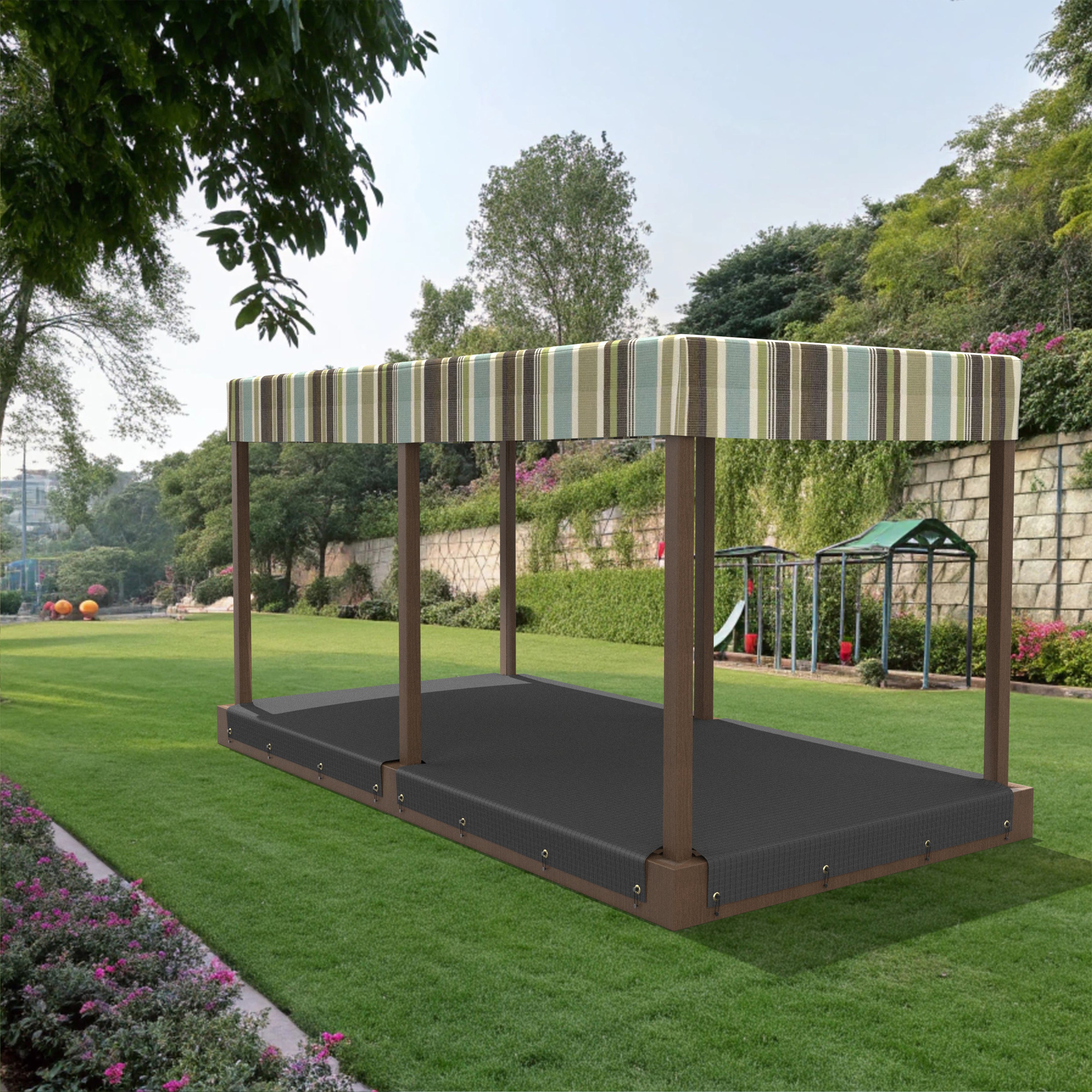 Heavy Duty Custom Sandbox Covers - With 6 Pole Cut-Out image 5