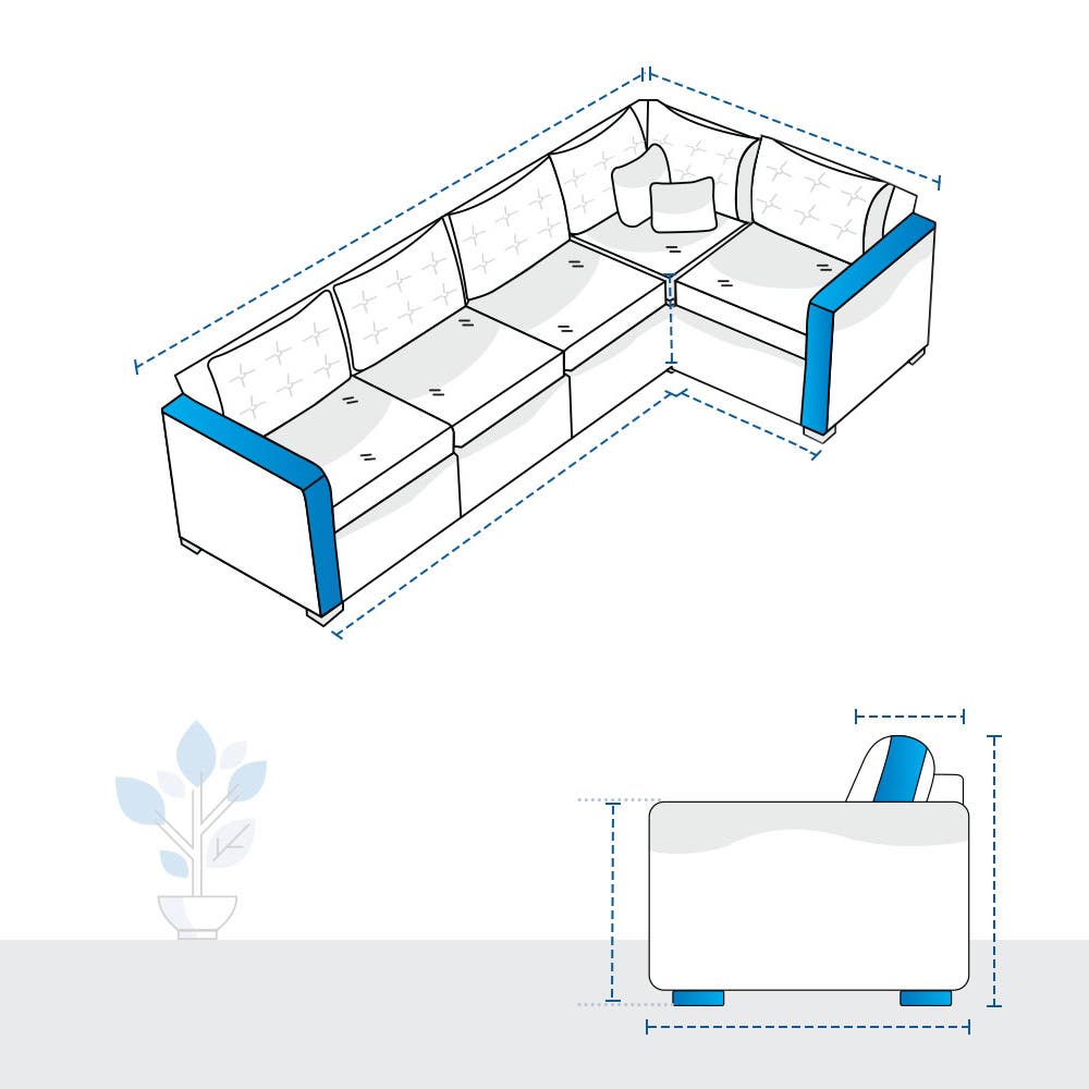 Outdoor l shaped couch cover 5 seater - Rounded Arms image 1