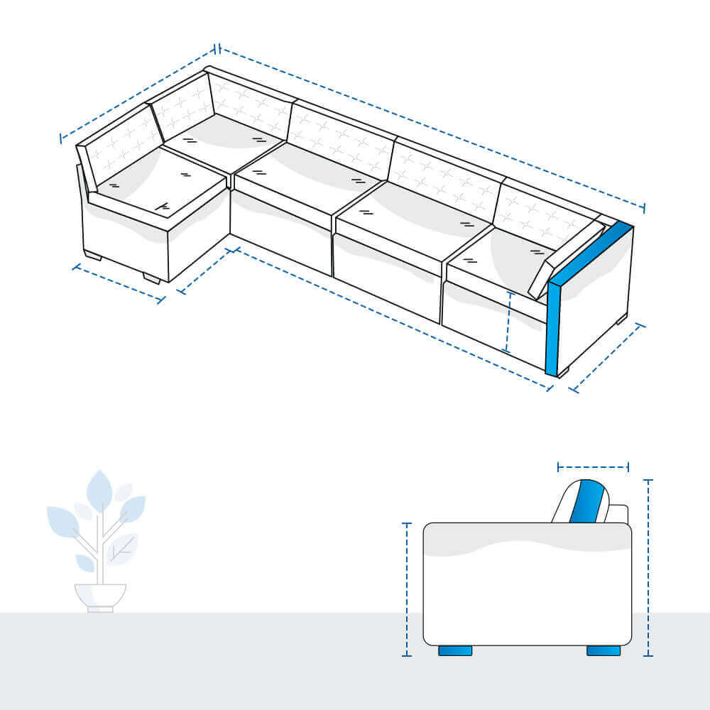 Outdoor L Shaped Couch Cover 5 seater left arm facing without armrest image 1