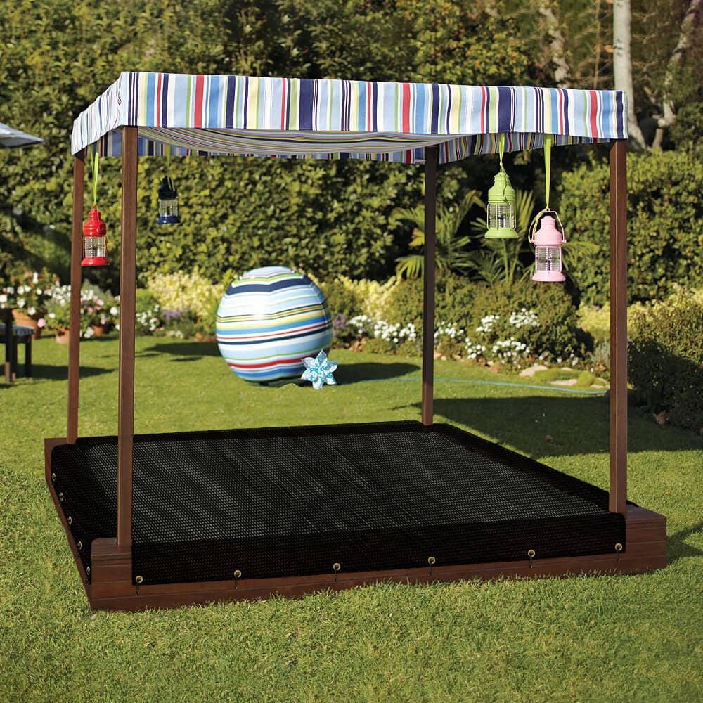 Mesh Custom Sandbox Covers - With 4 Pole Cut-Out image 3