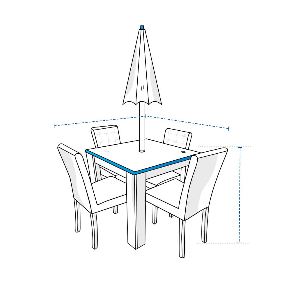 Custom Square/Rectangle Table Chair Set Covers w/ UMBRELLA HOLE image 1