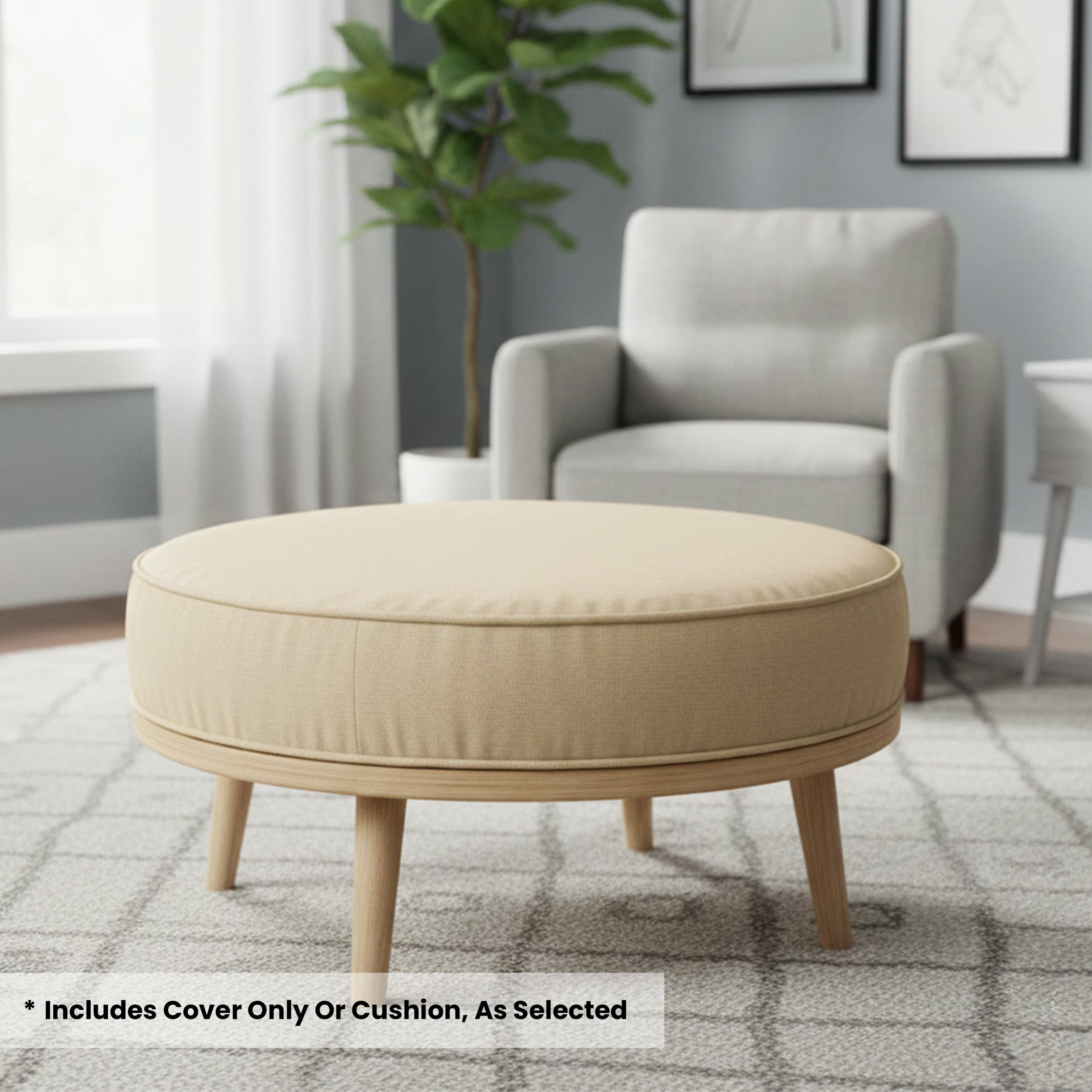 Sunbrella Ottoman Circle/ Round Cushion Cover image 5