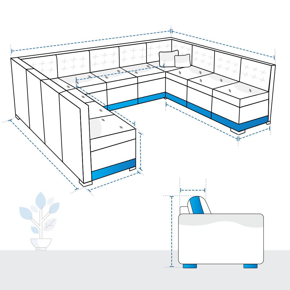 Outdoor U shaped Sectional Couch Cover image 1