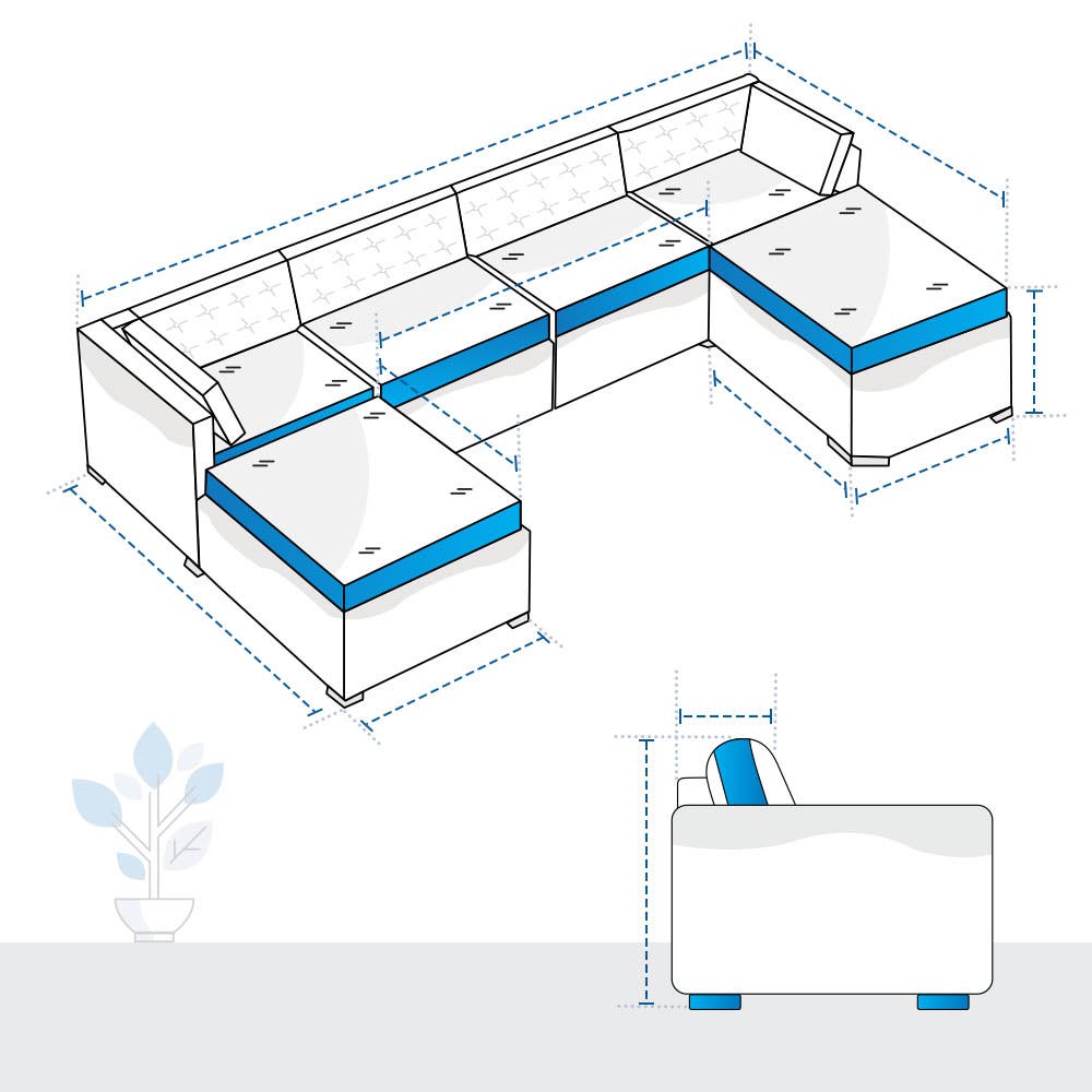 Outdoor U-Shaped Sectional Sofa Cover with Chaise image 1